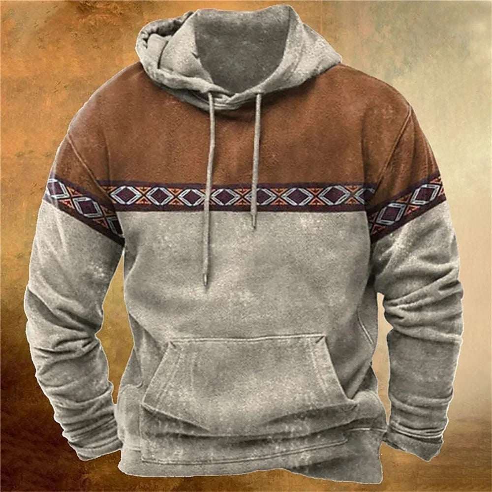 Pull à capuche rétro vintage pour hommes, sweat-shirt à manches longues