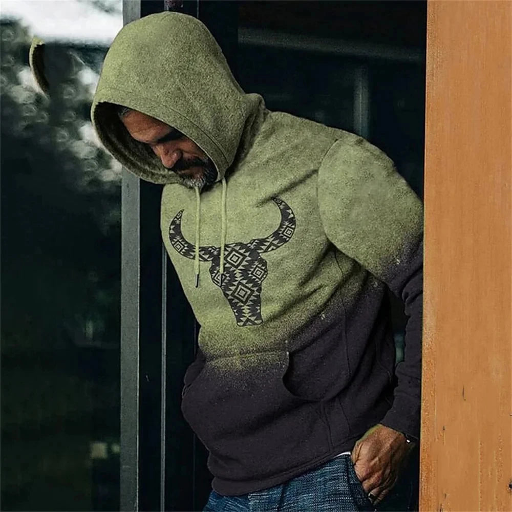 Pull à capuche rétro vintage pour hommes, sweat-shirt à manches longues