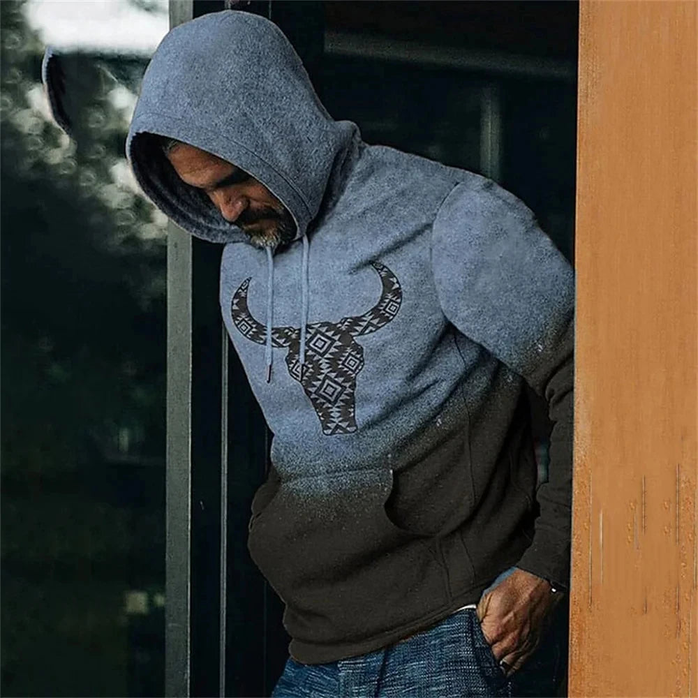 Pull à capuche rétro vintage pour hommes, sweat-shirt à manches longues